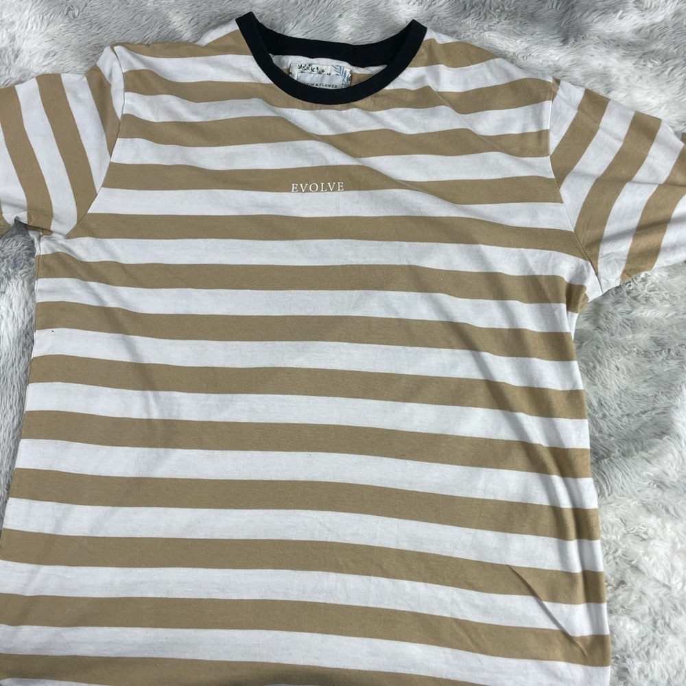 Evolve Tan and White Striped Tee
